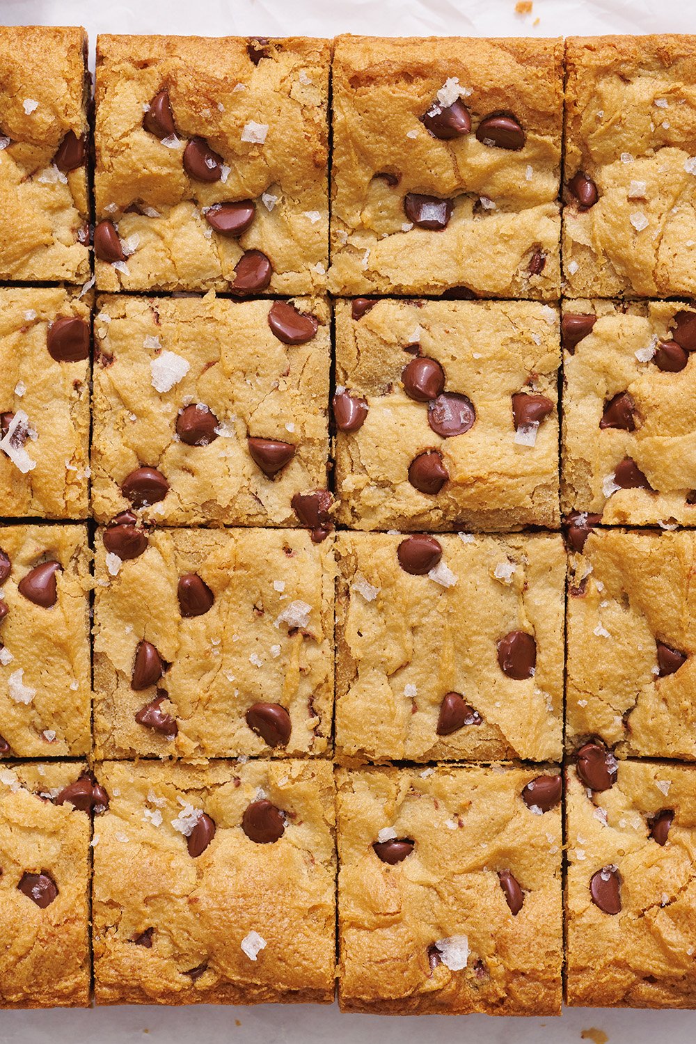 just-baked blondies, sliced and ready to serve.