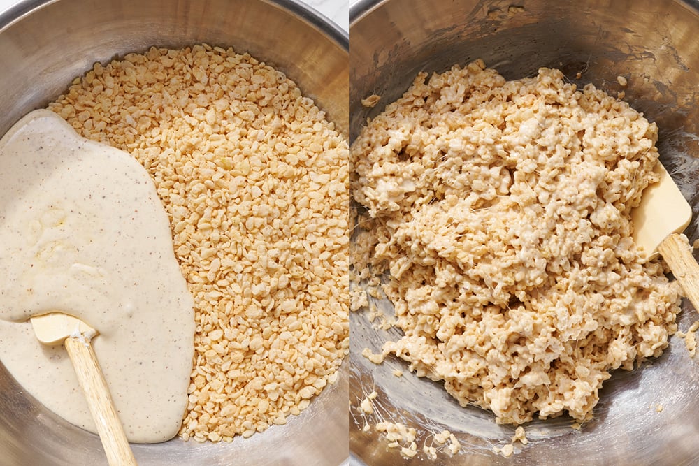 stirring all the ingredients together in a big bowl