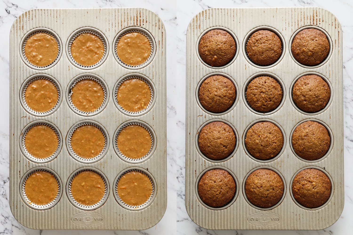 before and after baking.