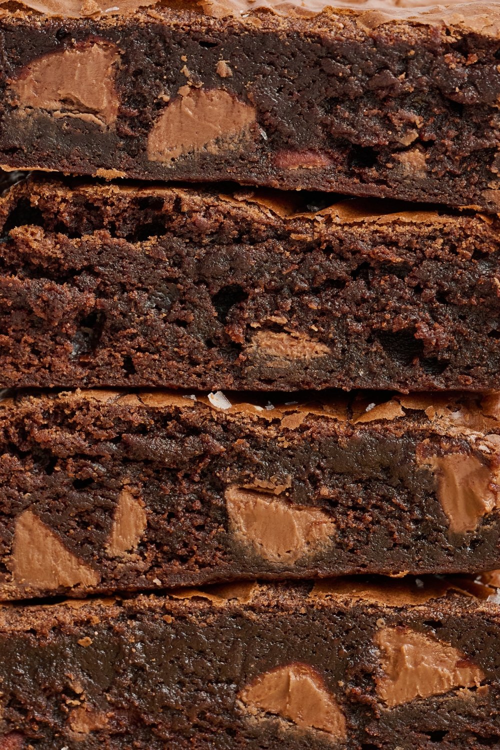 close-up of the interior of these Malted Brownies, showing how richly chocolatey and fudgy they are.