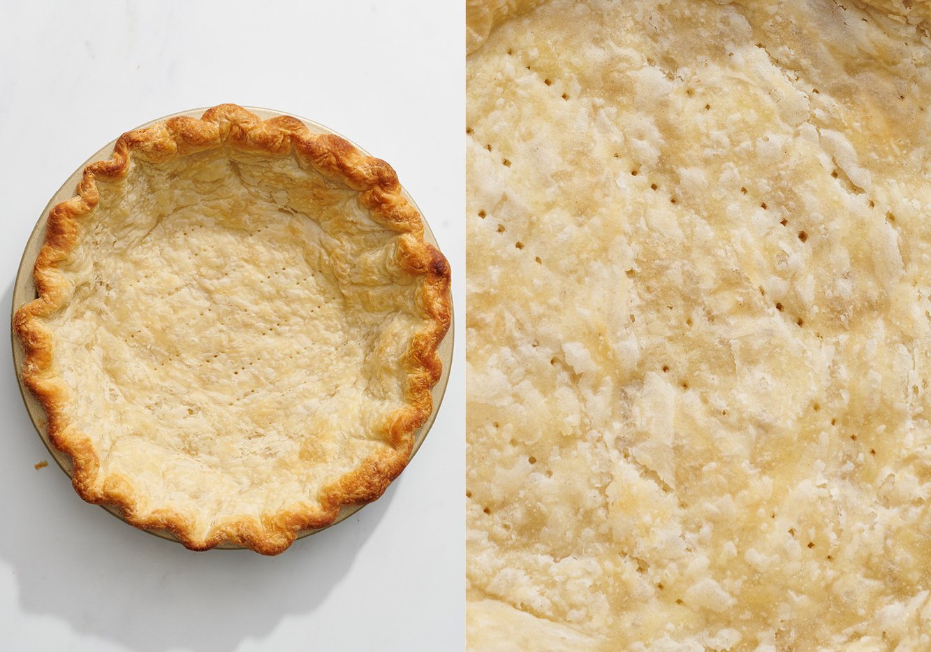 pie crust baked in a metal pie pan.