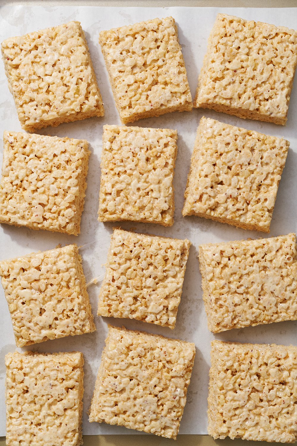 12 slices of rice crispy treats, ready to serve